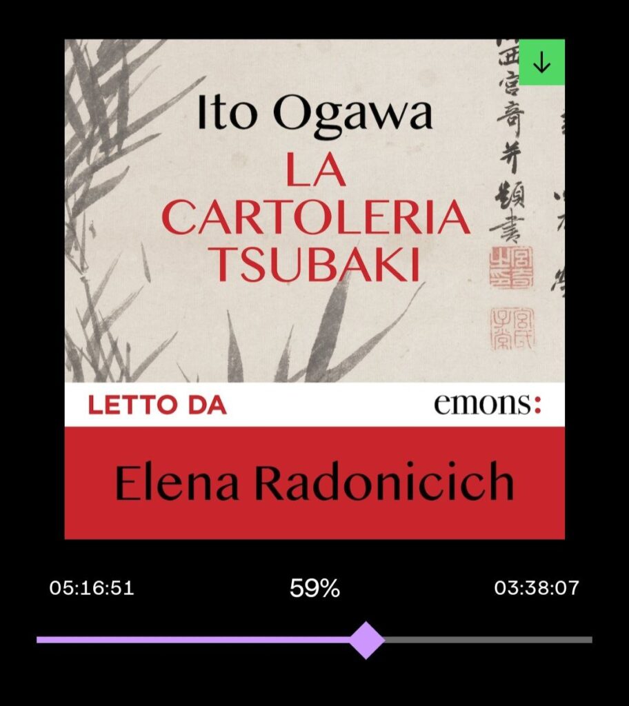 "la Cartoleria Tsubaki" di Ito Ogawa, l'immagine è la copertina della versione in audiolibro